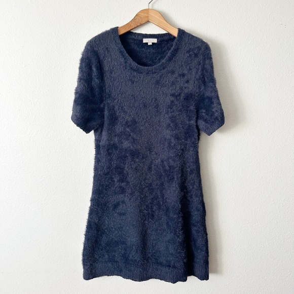 J. Crew Dresses & Skirts - J. Crew Brushed Yarn Fuzzy Knit Cozy Short Sleeve Dress Navy Blue Plus Size 2X‎
